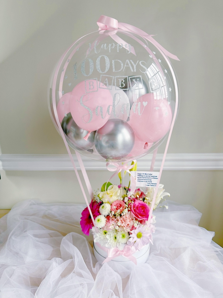 Hot Air Balloon With Assorted Flowers 